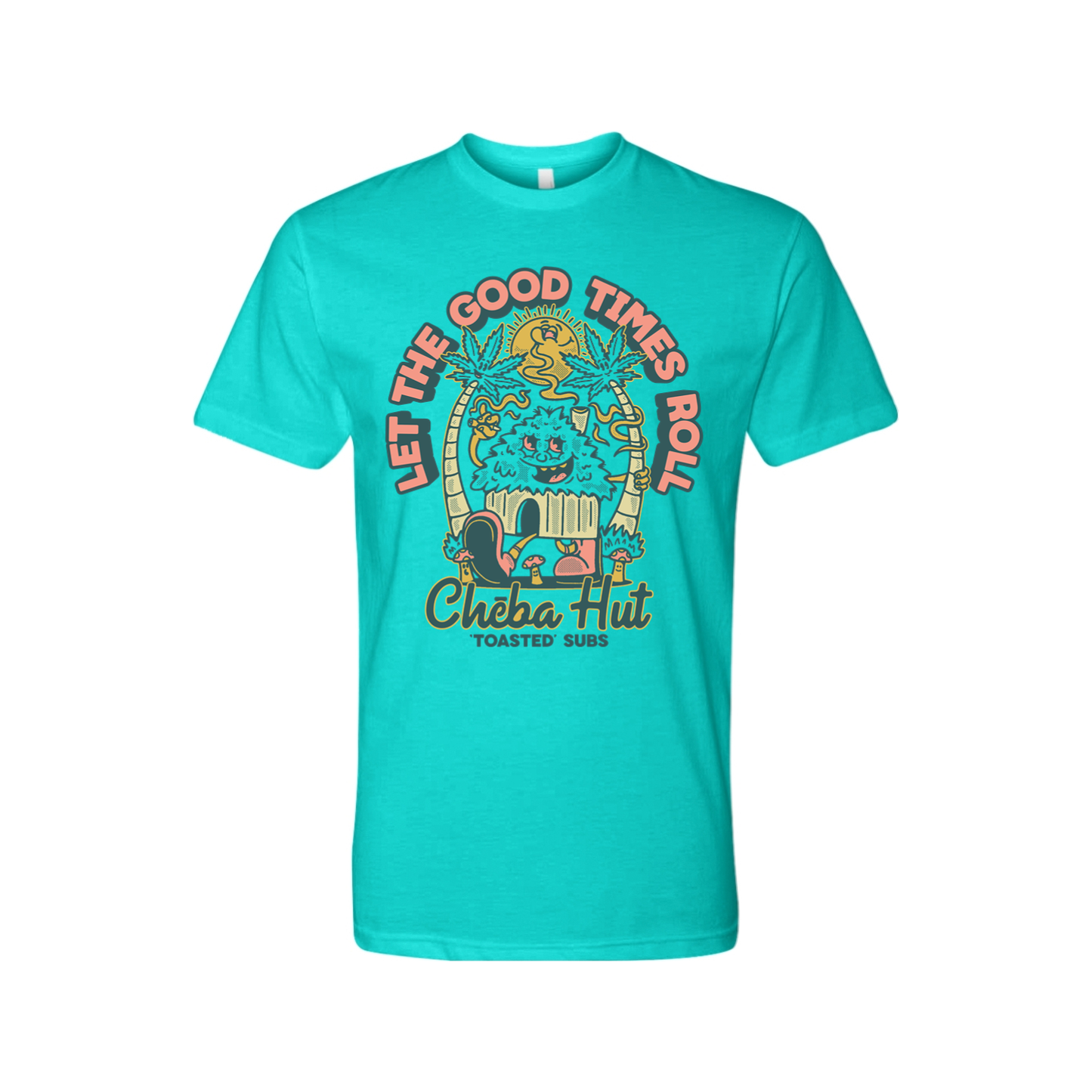 Image of Cheba Hut Let the Good Times Roll t-shirt in Tahiti Blue