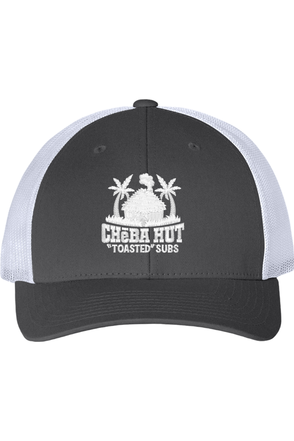 Black and white cap with 'Cheba Hut Toasted Subs' logo on a white background