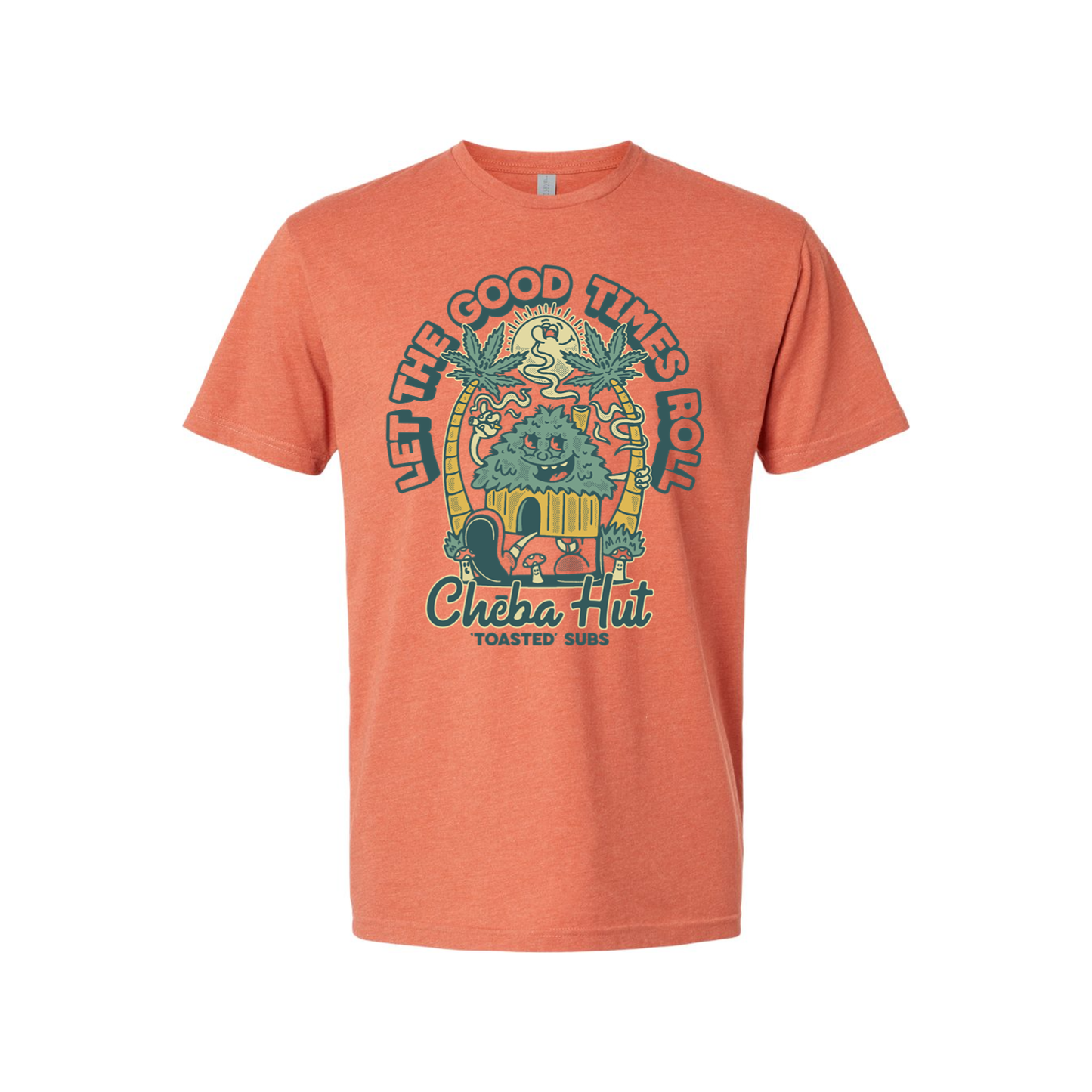 Image of Cheba Hut Let the Good Times Roll T-shirt in Heather Redwood