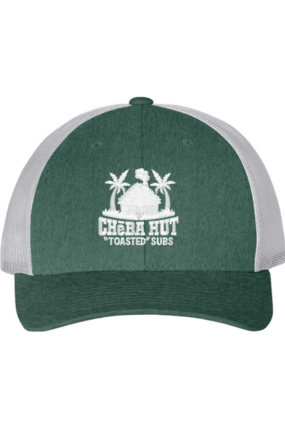 Green and gray cap with 'Cheba Hut Toasted Subs' logo on a white background