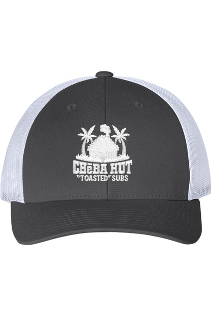 Black and white cap with 'Cheba Hut Toasted Subs' logo on a white background