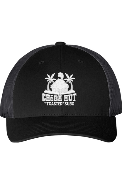 Black cap with 'Cheba Hut Toasted Subs' logo on a white background