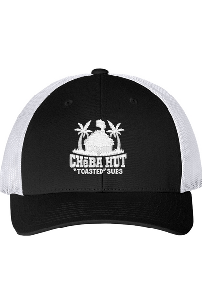 Black and white cap with 'Cheba Hut Toasted Subs' logo on a white background