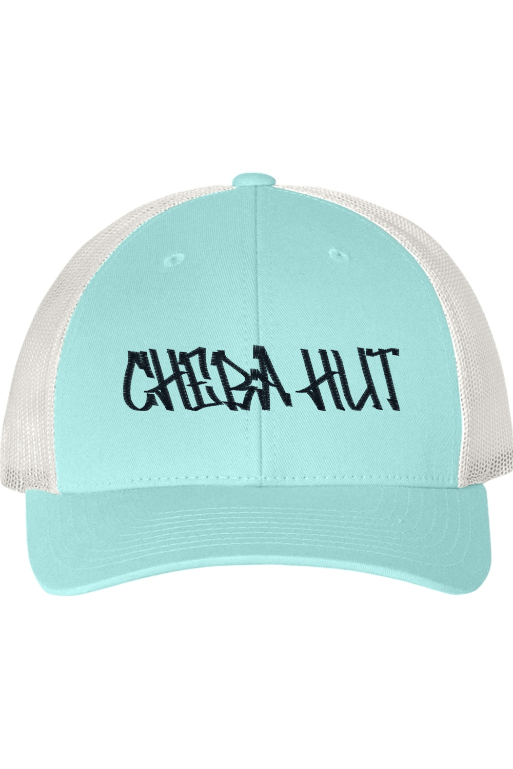 Light blue cap with 'CHEDA HUT' text on a white background