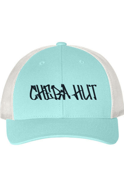 Light blue cap with 'CHEDA HUT' text on a white background