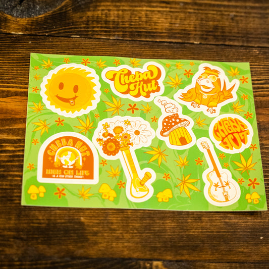 Psychedelic Sticker Sheet Green and Yellow